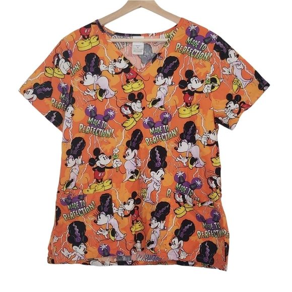 Disney Mickey Minnie Mouse Halloween Scrub top M